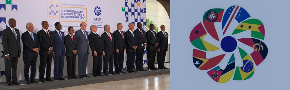 O Ministro Baloi, o primeiro contando da esquerda para à direita, na foto de família em Brasília, Basil, na Cimeira dos Chefes de Estado e de Governo da CPLP