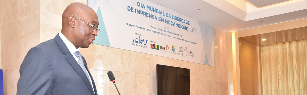 Ministro Baloi discursa na cerimónia de abertura do Dia Mundial da Liberdade de Imprensa