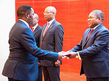 Presidente Filipe Nyusi recebe cartas credenciais do Embaixador da Guiné-Equatorial, Esono Engonga Okomo