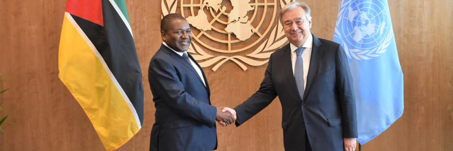 Presidente da República, Filipe Nyusi, e o Secretário-geral das Nações Unidas, António Guterres, na 73ª Assemblei Geral da ONU