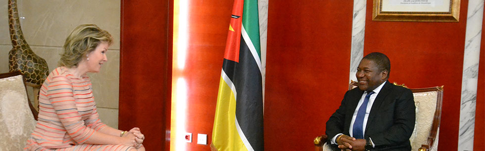 Presidente da Jacinto Nyusi e o Rainha da Bélgica Matilde d´Acoz