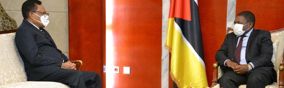 Presidente da República, Filipe Jacinto Nyusi, ao receber o diplomata da Indonésia