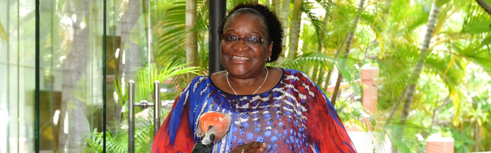 Ministra Verónica Macamo ao conceder a conferência de imprensa sobre a participação no Conselho Executivo da União Africana