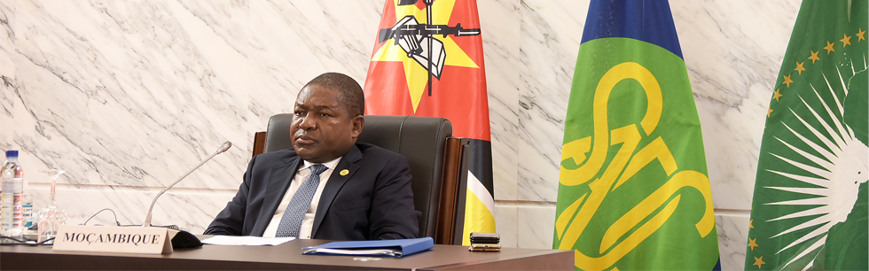 Presidente Nyusi na Cimeira virtual dos Chefes de Estado e de Governo da União Africana