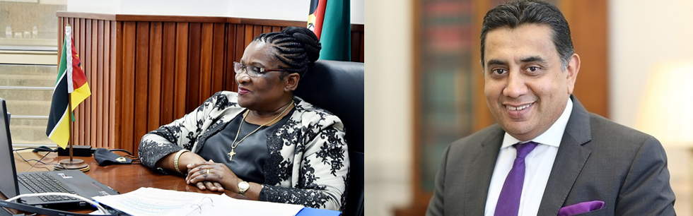 As imagens (de arquivo) da Ministra Verónica Macamo e o Ministro de Estado da Grã-Bretanha para a Ásia do Sul e Commonwealth, Lord Ahmad de Wimbledon