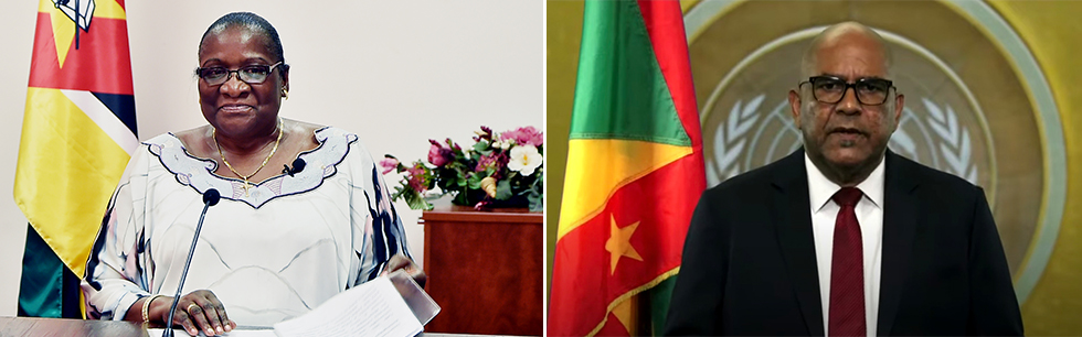 À esquerda a Ministra Verónica Macamo e à direita o Ministro dos Negócios de Granada, Peter David