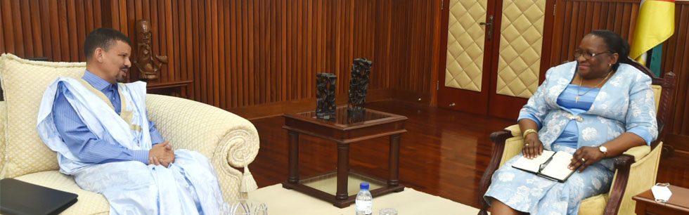 Ministra Verónica Macamo na audiência com o Enviado Especial da República Árabe Saharauí