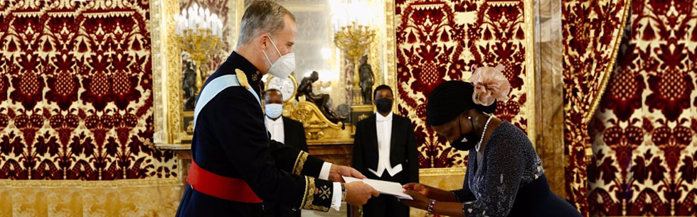 Embaixadora Maria Manuela Lucas na apresentacao das Cartas Credenciais ao Rei da Espanha