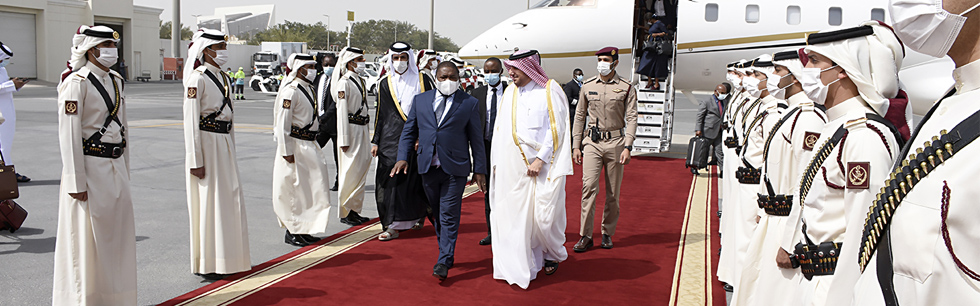 Presidente Filipe Nyusi na chegada ao Estado do Qatar