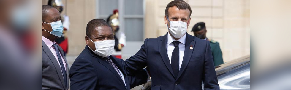 Presidentes Fulipe Nyusi e o homólogo francês Emanuel Macron