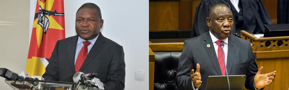 Presidentes Filipe Nyusi e Ciryl Ramaphosa