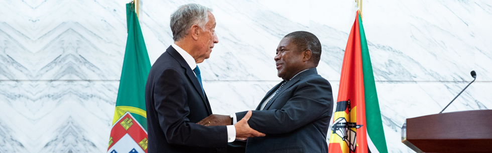 Foto de arquivo do Presidente Filipe Nyusi e o Presidente Marcelo Rebelo de Sousa