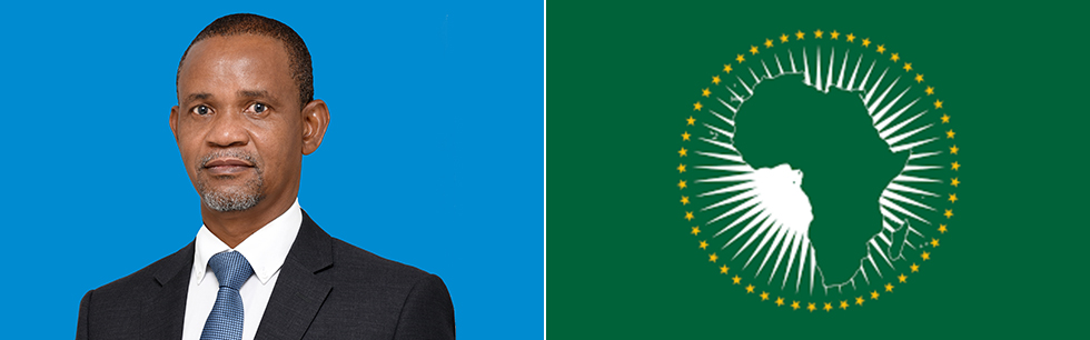 Vice Ministro Manuel Gonçalves bandeira da União Africana