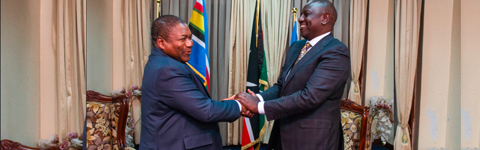 Presidente Nyusi e o homólogo queniano William Ruto no encontro que mantiveram em Nairobi
