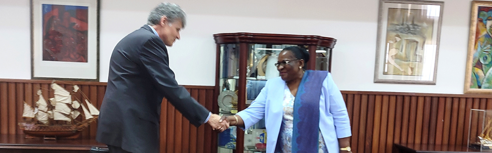 Ministra Veronica Macamo ao receber em audiência o Secretário de Estado dos Negócios Estrangeiros da República Checa Radek Rubes