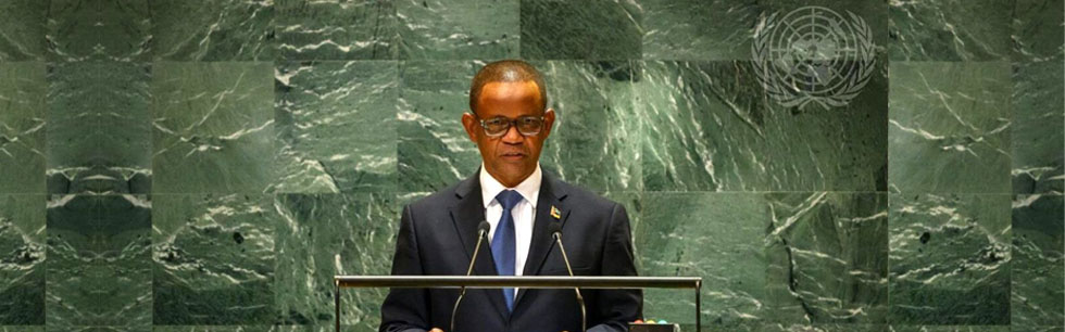 Vice Ministro Manuel Gonçalvez ao discursar na 79ª Assembleia Geral das Nações Unidas