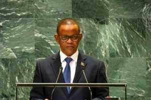 Vice Ministro Manuel Gonçalvez ao discursar na 79ª Assembleia Geral das Nações Unidas