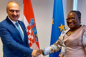 Ministra Verónica Macamo na audiência com o Ministro dos Negócios Estrangeiros da Croácia, em Nova Iorque