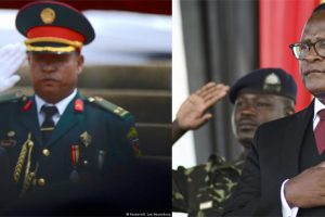 À esquerda o Presidente Filipe Nyusi e à direita o Presidente malawiano Lazarus Chakwera