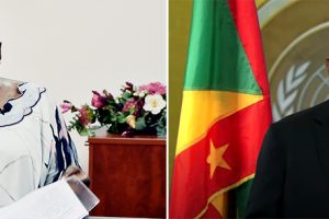 À esquerda a Ministra Verónica Macamo e à direita o Ministro dos Negócios de Granada, Peter David