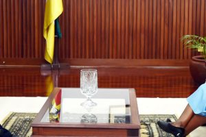 Ministra Verónica Macamo na audiência com o Embaixador Bankole Adeoye, Comissário para os Assuntos Políticos, Paz e Segurança da União Africana
