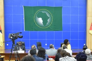 Ministro Baloi no acto do lançamento da semana comemorativa do Dia de África