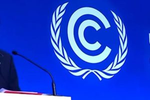 Promeiro-Ministro Carlos Agostinho do Rosário discursa na sessão de alto nível da 26ª Conferência sobre Mudanças Climáticas em Glasgow