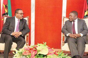 Presidente da República, Filipe Nyusi na audiência com o Primeiro Ministro etíope, Hailemariam Desalegn