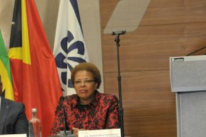 Presidente Filipe Nyusi, ao discursar na abertura da Conferência dos Chefes de Estado e de Governo da CPLP