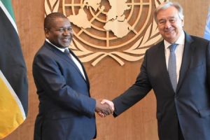 Presidente da República, Filipe Nyusi, e o Secretário-geral das Nações Unidas, António Guterres, na 73ª Assemblei Geral da ONU